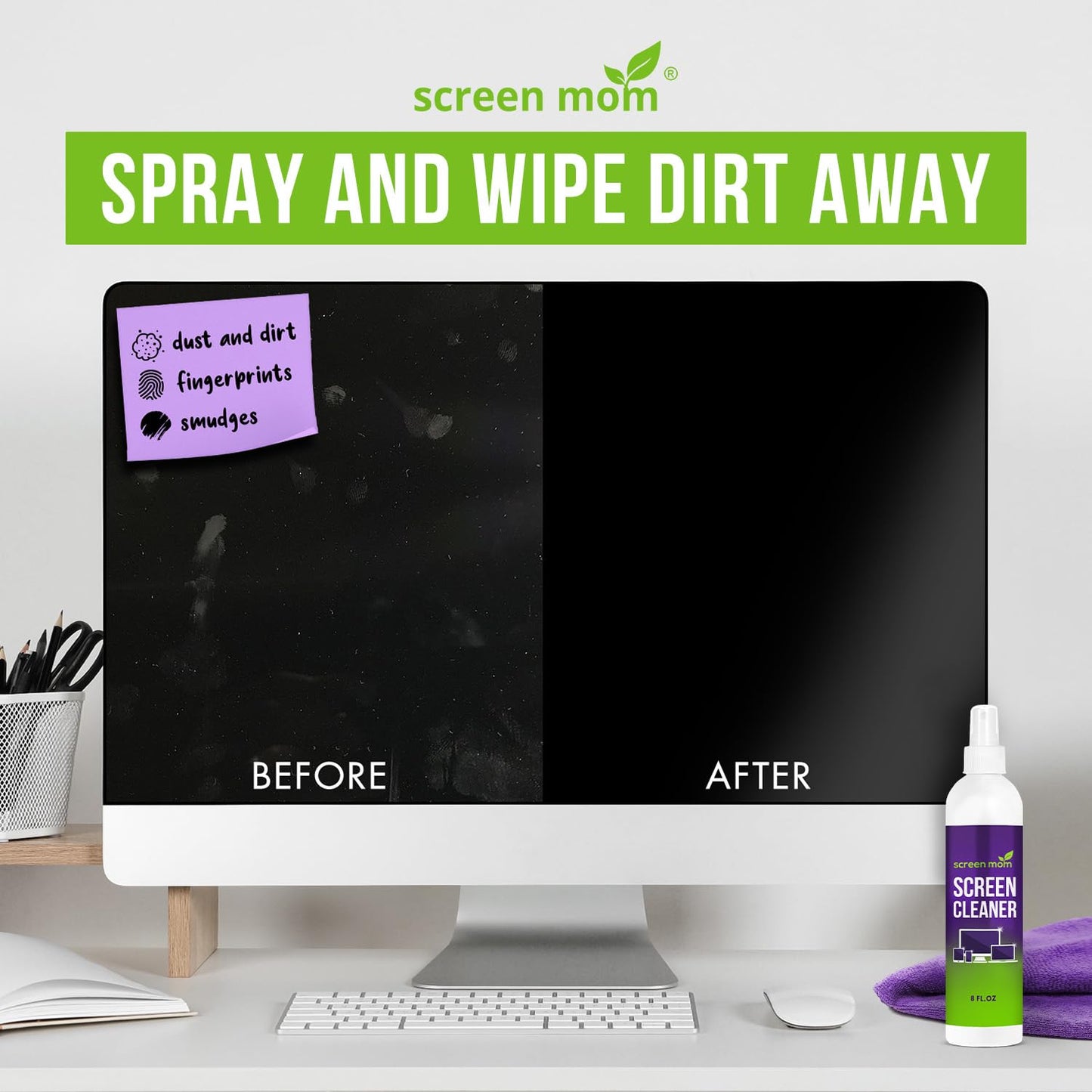 Screen Mom Screen Cleaner Kit - Best for LED & LCD TV, Computer Monitor, Phon...