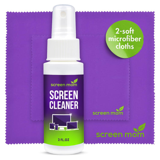 Screen Cleaner Spray and 2 Microfiber Cloths - 2oz Bottle by Screen Mom-Scree...