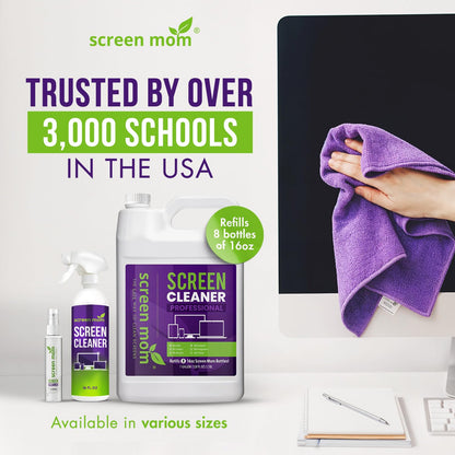 Screen Cleaner Spray and 2 Microfiber Cloths - 2oz Bottle by Screen Mom-Scree...