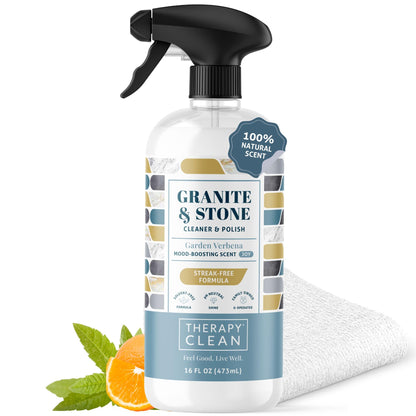 Therapy Daily Granite Cleaner and Polish with Large Microfiber Cloth, 16 fl. oz.