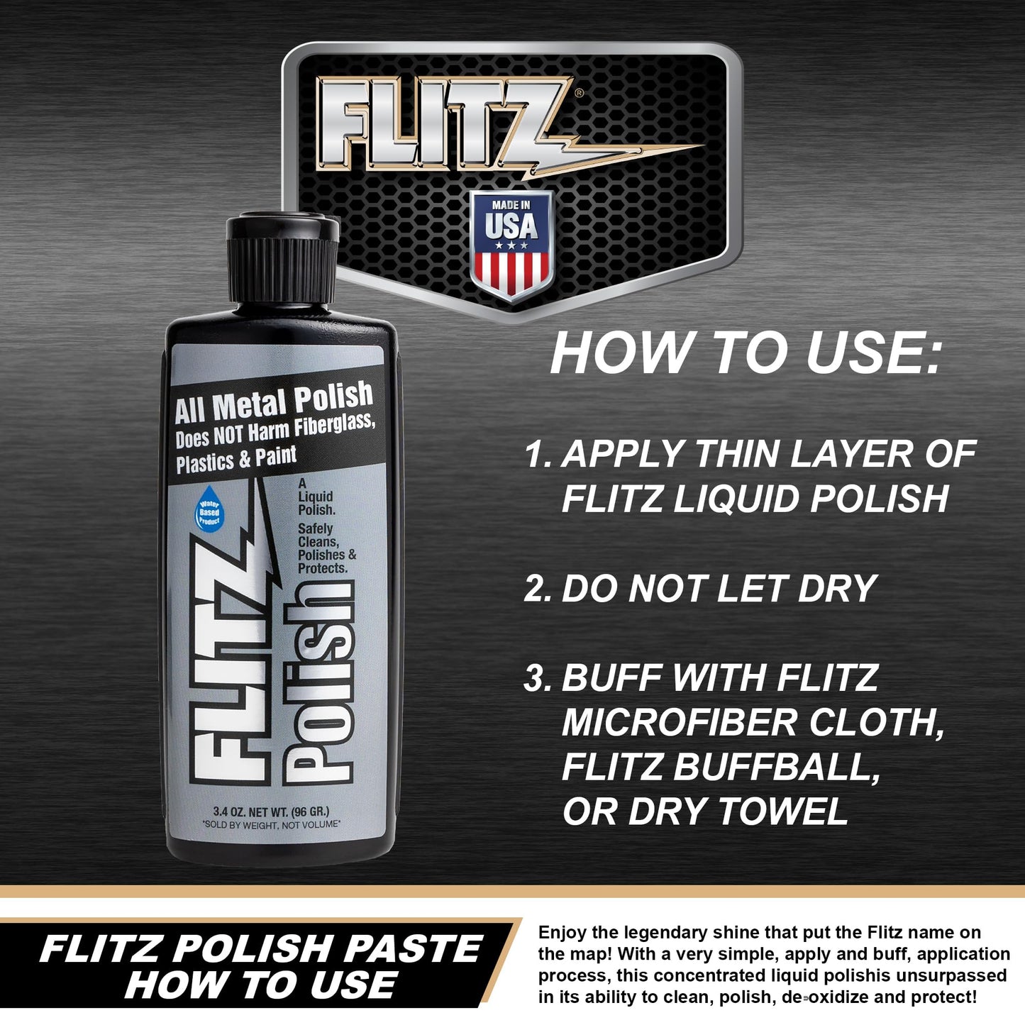 Flitz LQ 04535 Multi-Purpose Polish and Cleaner Liquid for Metal, Plastic, Fi...