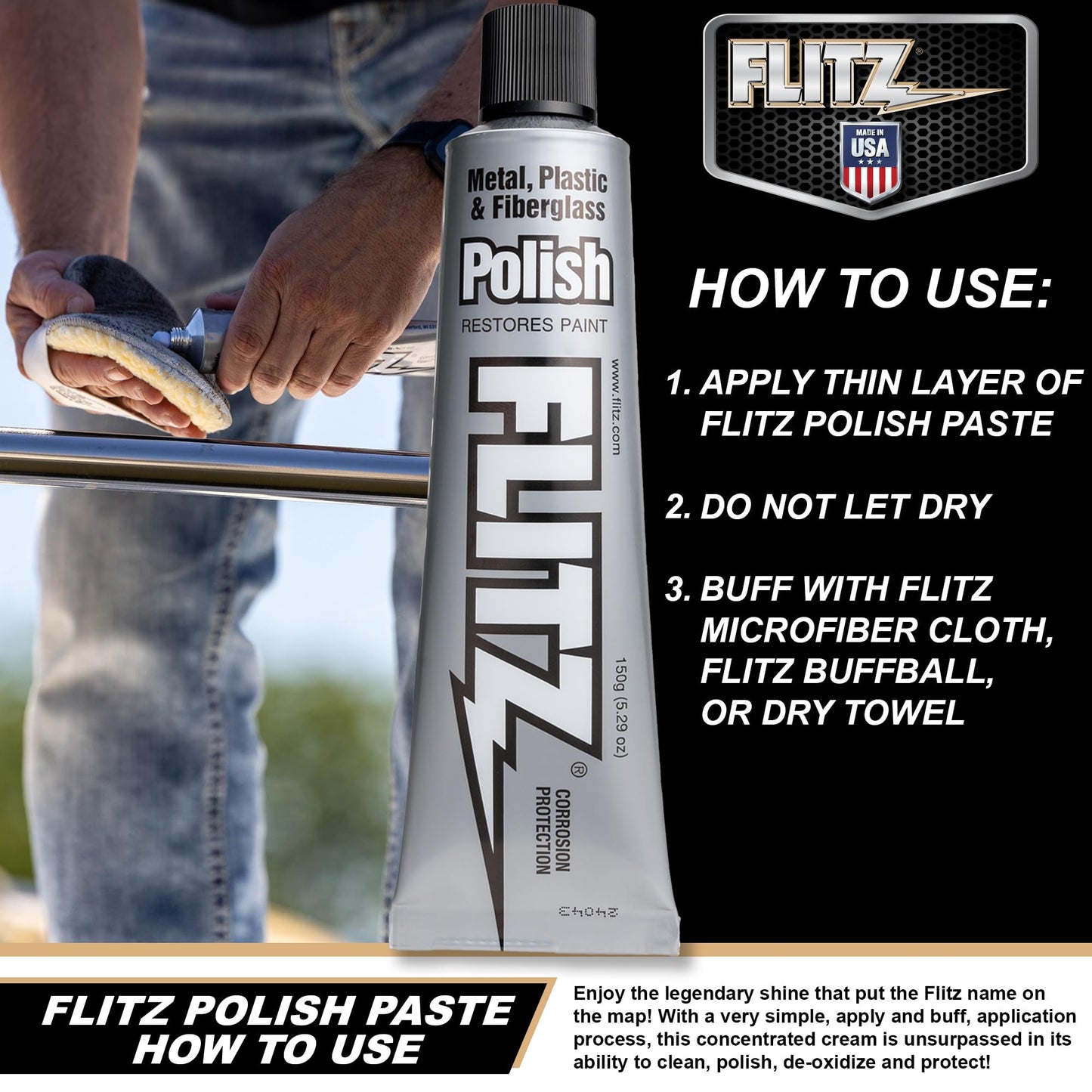 Flitz BU 03515 Metal, Plastic and Fiberglass Polish Paste - 5.29 oz.