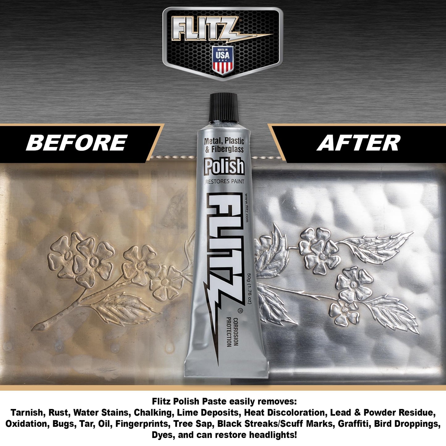 Flitz Metal Polish and Cleaner Paste, Also Works on Plastic, Fiberglass, Alum...