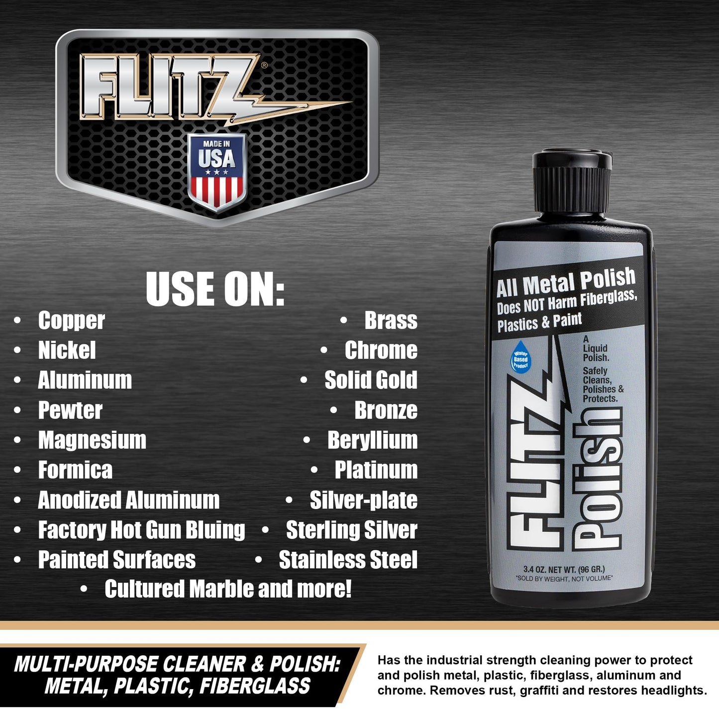 Flitz LQ 04535 Multi-Purpose Polish and Cleaner Liquid for Metal, Plastic, Fi...