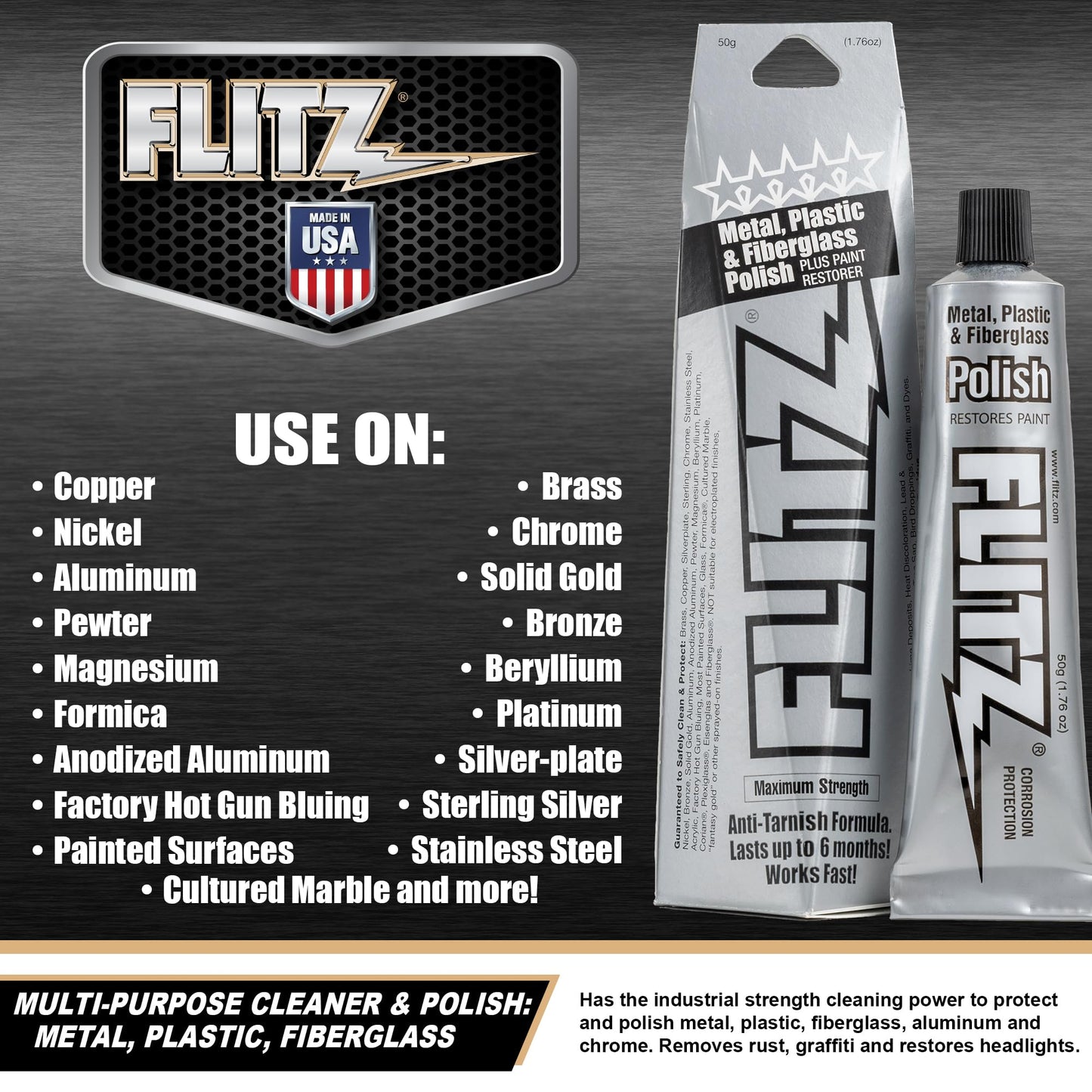 Flitz Metal Polish and Cleaner Paste, Also Works on Plastic, Fiberglass, Alum...